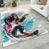 Monkey wearing sunglasses surfing with electric guitar area rug