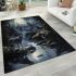 Moonlit harmony wolves by the stream area rugs carpet