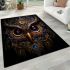 Mystical owl clock with floral detail area rugs carpet