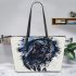 Navy panther and dream catcher leather tote bag