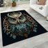 Ornate art nouveau owl head illustration area rugs carpet