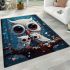 Owl family in moonlit forest area rugs carpet