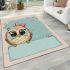 Owl peeking over the edge wearing a bow on its head area rugs carpet