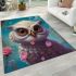 Owl perched over water and flowers area rugs carpet