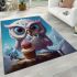 Owl with cupcake on cloud area rugs carpet