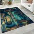 Owls teal blue and turquoise colors area rugs carpet