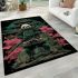 Panda in green samurai armor holding a katana standing area rugs carpet