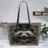 Panda in steampunk style with top hat leather tote bag