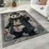 Panda in steampunk style with top hat area rugs carpet