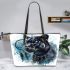 Panther smile with dream catcher leather tote bag