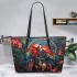 Parrots and dream catcher leather tote bag