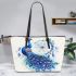 Peacock dancing and dream catcher leather tote bag