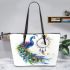 Peacock dancing and dream catcher leather tote bag