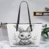 Pencil drawing of an adorable rabbit leather tote bag