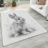 Pencil drawing of an adorable rabbit area rugs carpet