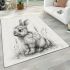 Pencil drawing of an adorable rabbit area rugs carpet