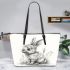 Pencil drawing of an adorable rabbit leather tote bag