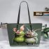 Pigs and pinky grinchy smile toothless like leather tote bag