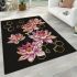 Pink and gold lotus flowers with honeycomb area rugs carpet