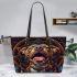 Pitbul smile with dream catcher leather tote bag