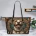 Pitbul smile with dream catcher leather tote bag