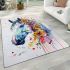 Plants in the head of horse watercolor painting area rugs carpet