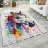 Plants in the head of horse watercolor painting area rugs carpet