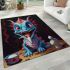 Playful blue dragon still life area rugs carpet