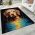 Playful dog enjoying pool time area rugs carpet