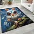 Playful striped owl in sky area rugs carpet