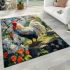 Proud rooster in a radiant spring garden area rugs carpet