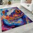 Psychedelic cute frog colorful vibrant trippy oil painting area rugs carpet