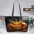 pumpkin grinchy smile and birdsshow 3D Leather Tote Bag
