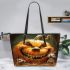 pumpkin grinchy smile and dogs show 3D Leather Tote Bag