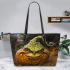 pumpkin grinchy smile and eat bread show Leather Tote Bag