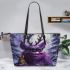 purple grinchy with black sunglass and dancing rabbit Reindeer Leather Tote Bag