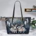 Rabbits with dream catcher leather tote bag