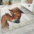 Realistic drawing of an adult horse and foal area rugs carpet