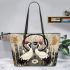 Red crowned cranes with dream catcher leather tote bag