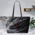 Red eyes dragon with dream cathcer leather tote bag