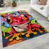 Red frog with big eyes colorful cartoon style graffiti area rugs carpet