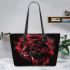 Red panther and dream catcher leather tote bag