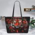 Red tiger and dream catcher leather tote bag
