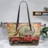 Red truck with dream catcher leather tote bag