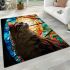 Regal cat and stained glass reflection area rugs carpet