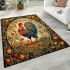 Rooster amid bountiful harvest and floral motifs area rugs carpet