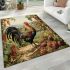 Rooster amidst an orchard illustration area rugs carpet