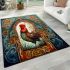 Rooster and celtic doorway illustration area rugs carpet