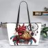 Rooster chicken smile with dream catcher leather tote bag