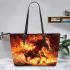 Running horse red mane and hair all over the body leather tote bag
